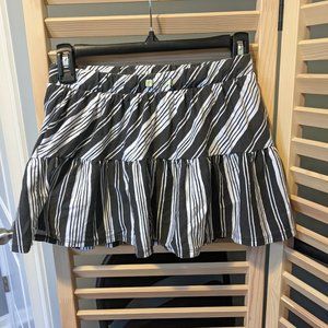 Cat & Jack multi stripe white and charcoal mini-skirt with shorts underneath